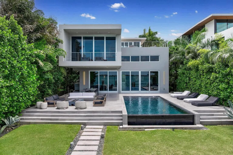 Modern luxury living with a stunning pool, expansive patio, premium loungers, and lush tropical surroundings.