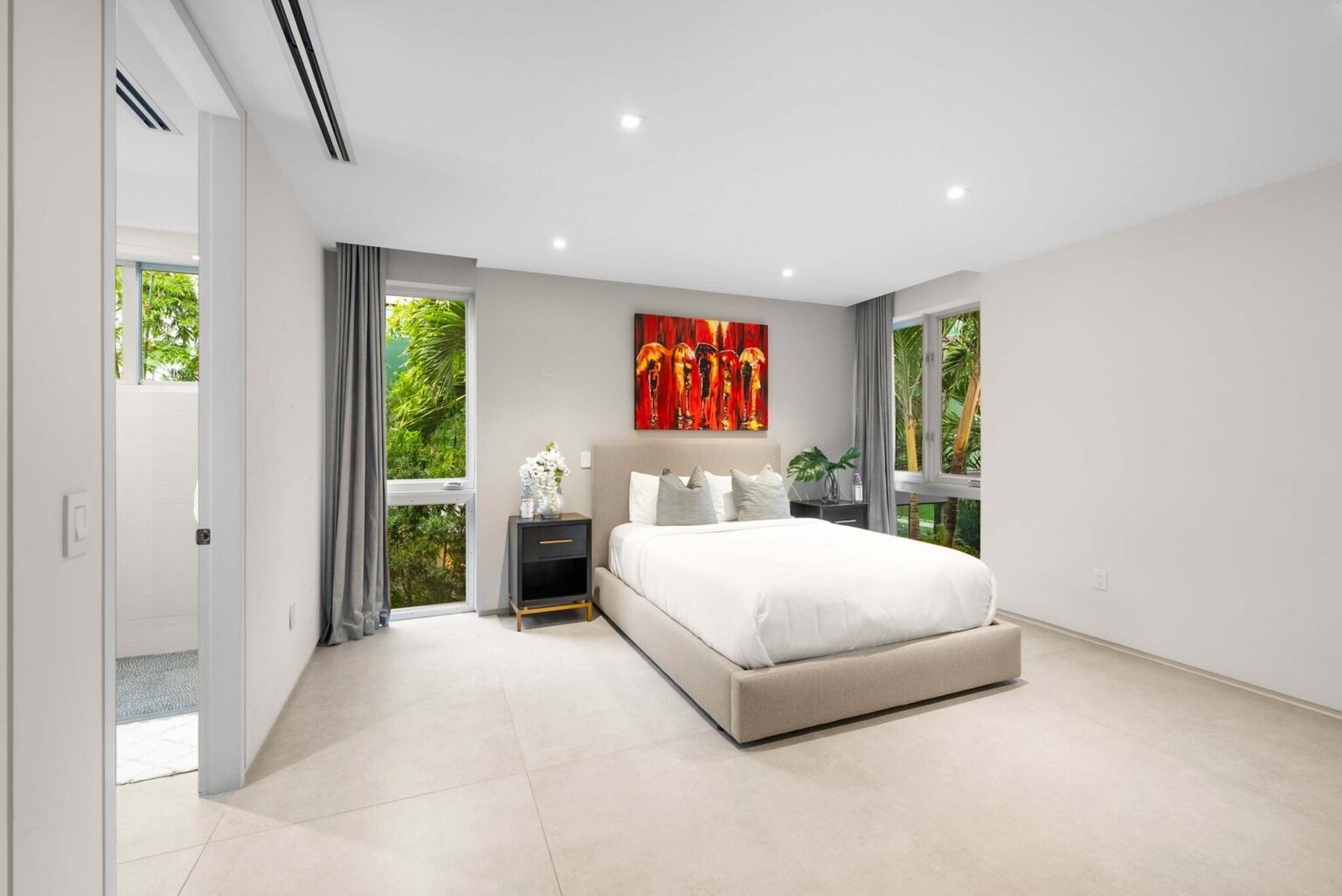 A sophisticated sanctuary where contemporary design and peaceful garden views create the perfect escape.