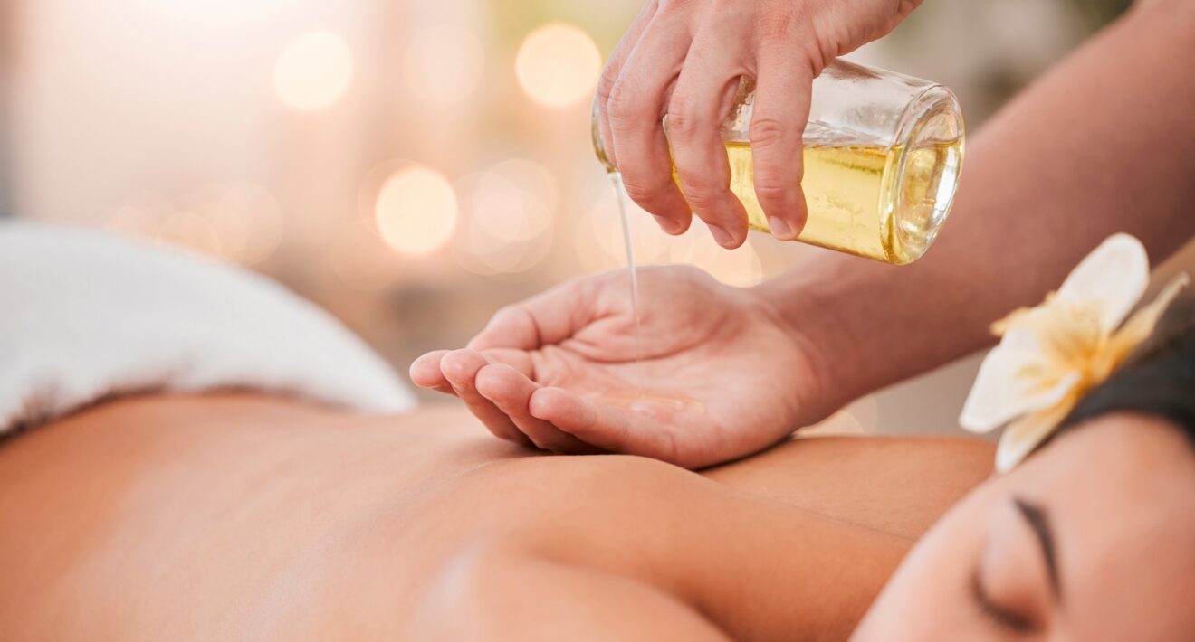 Luxury in-villa massage therapy with aromatic massage oil for a relaxing private spa experience